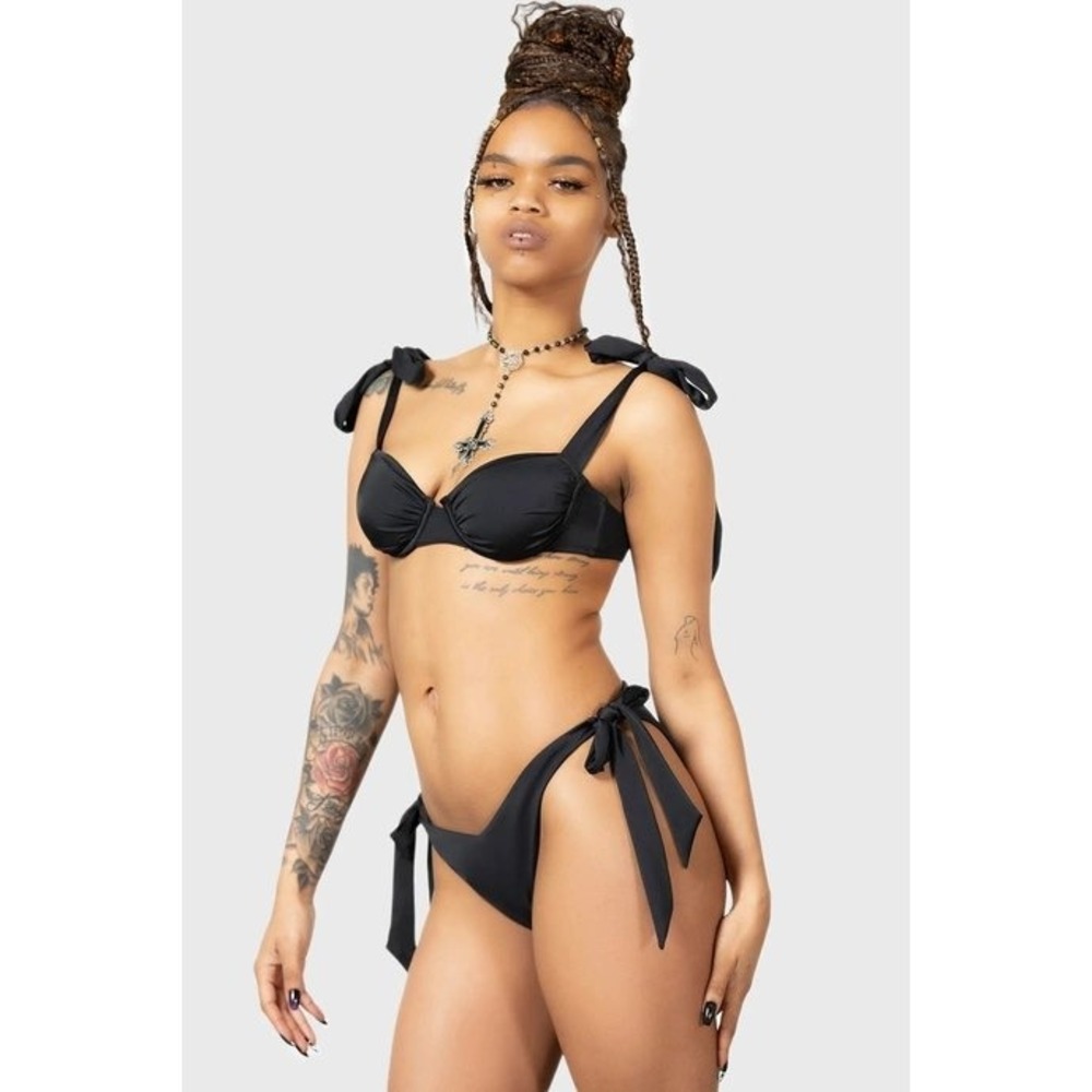 Killstar Black Underwire Tie Shoulder Bikini Set Two Piece Swimsuit